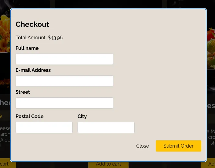 Checkout Food Order App