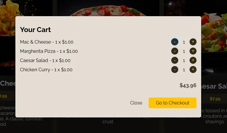 Warenkorb Food Order App